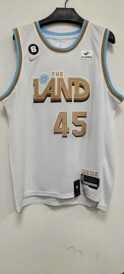 Maillot de Basket #45 Mitchell Cleveland Cavaliers 22-23 city Blanc Brodé